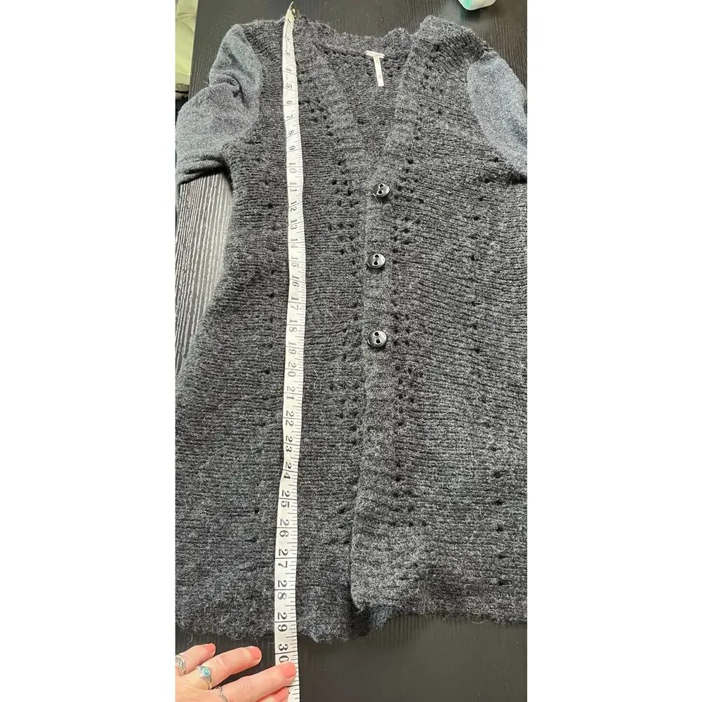 Free People Wool Blend Boho Cardigan with Applique Details in Back - Picture 8 of 9